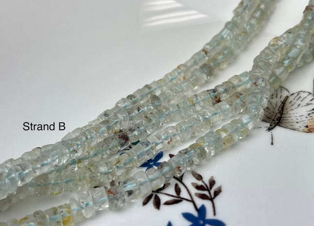 4-5 mm Natural Blue Aquamarine Smooth Heishi Tyre Gemstone Beads 13 Inches Strand #4339