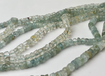 4-5 mm Natural Blue Aquamarine Smooth Heishi Tyre Gemstone Beads 13 Inches Strand #4339