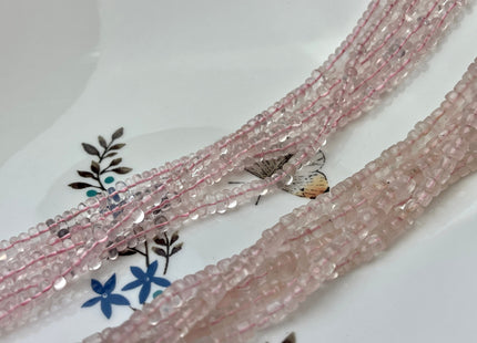 3.5-4 mm Natural Pink Rosequartz Smooth Heishi Tyre Gemstone Beads 13 Inches Strand #4340