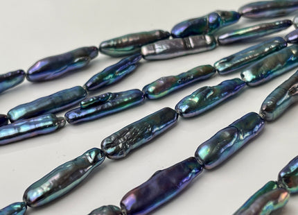5-6x24-25 mm AAAA Rainbow Peacock Biwa Stick Freshwater Pearl Beads Genuine Super High Luster Unique Peacock Biwa Coin Pearls #P2383