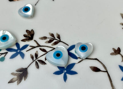 5 Pieces 8mm 10mm Blue Heart Shape Evil Eye Natural Mother of Pearl Evil Eye Gemstones Beads Genuine MOP Gemstones Loose Beads #4382