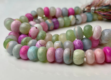 8-11 mm Smooth Rondelle Multi Green Pink Blue Opal Large Hole Gemstone Beads Hole Size 1.0mm Genuine Peruvian Opal 8 Inches Strand #4377