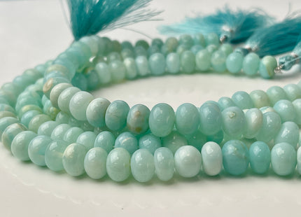 5-12 mm Smooth Rondelle Multi Ice Blue Opal Large Hole Gemstone Beads Hole Size 1.0mm Genuine Peruvian Opal 8 Inches Strand #4378