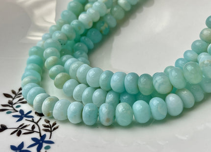 5-12 mm Smooth Rondelle Multi Ice Blue Opal Large Hole Gemstone Beads Hole Size 1.0mm Genuine Peruvian Opal 8 Inches Strand #4378