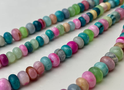 5-10 mm Smooth Rondelle Multi Blue Pink Green Yellow Color Opal Gemstone Beads Genuine Natural Peruvian Opal 8 Inches Strand #4379
