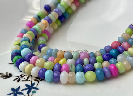 5-8 mm Smooth Rondelle Multi Blue Pink Purple Yellow Color Opal Gemstone Beads Genuine Natural Peruvian Blue Opal 8 Inches Strand #4380