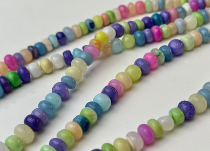 5-8 mm Smooth Rondelle Multi Blue Pink Purple Yellow Color Opal Gemstone Beads Genuine Natural Peruvian Blue Opal 8 Inches Strand #4380