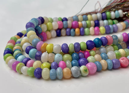 5-8 mm Smooth Rondelle Multi Blue Pink Purple Yellow Color Opal Gemstone Beads Genuine Natural Peruvian Blue Opal 8 Inches Strand #4380