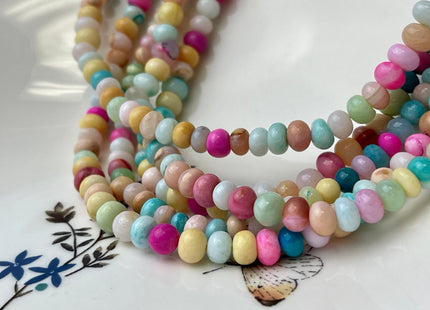 5-7 mm Smooth Rondelle Multi Blue Pink Orange Yellow Color Opal Gemstone Beads Genuine Natural Peruvian Blue Opal 8 Inches Strand #4381