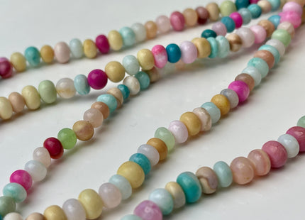 5-7 mm Smooth Rondelle Multi Blue Pink Orange Yellow Color Opal Gemstone Beads Genuine Natural Peruvian Blue Opal 8 Inches Strand #4381