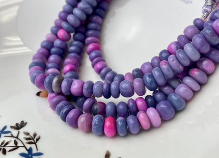 5-9 mm Smooth Rondelle Multi Pink and Purple Color Opal Gemstone Beads Genuine Natural Peruvian Opal 8 Inches Strand #4384