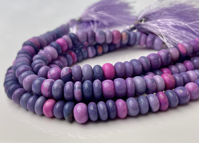 5-9 mm Smooth Rondelle Multi Pink and Purple Color Opal Gemstone Beads Genuine Natural Peruvian Opal 8 Inches Strand #4384
