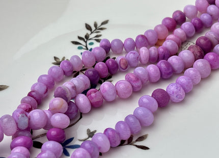 6-9 mm Smooth Rondelle Multi Pink and Purple Color Opal Gemstone Beads Genuine Natural Peruvian Opal 8 Inches Strand #4389