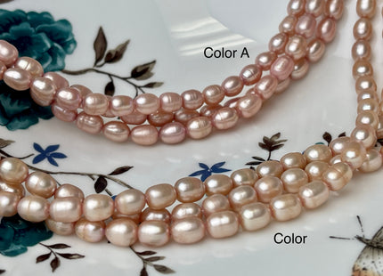 5.5-6x7mm Rice / Oval Freshwater Pearls Salmon Pink Color Genuine Freshwater Pearl Beads Rare Pink Color Oval Pearls #P2359