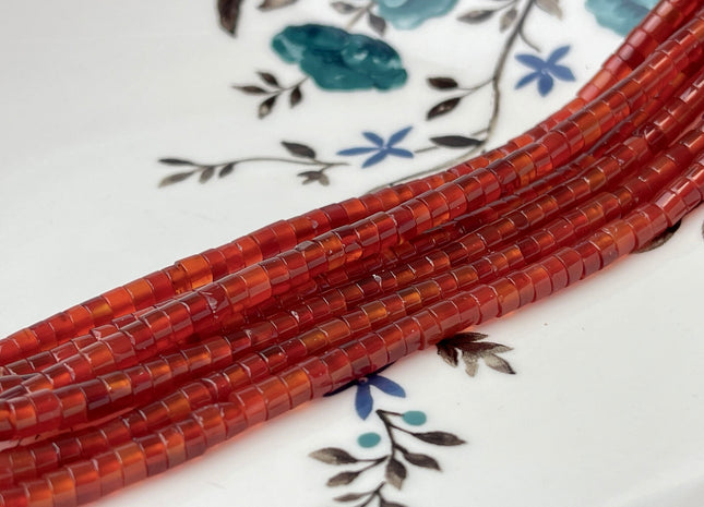 2x4mm Natural Carnelian Heishi Rondelle Shape Genuine Carnelian Discs Gemstone Loose Beads 15.5 Inches Strand #4349