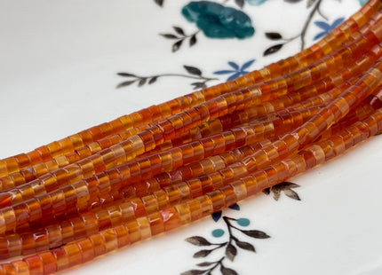 2x4mm Natural Carnelian Heishi Rondelle Shape Genuine Carnelian Discs Gemstone Loose Beads 15.5 Inches Strand #4349