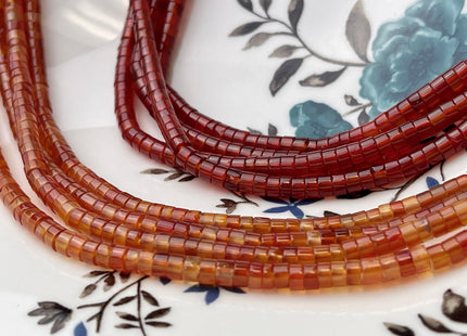 2x4mm Natural Carnelian Heishi Rondelle Shape Genuine Carnelian Discs Gemstone Loose Beads 15.5 Inches Strand #4349