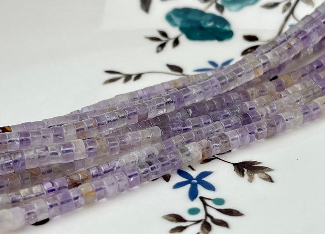 2x4mm Natural Purple Jade Heishi Rondelle Shape Genuine Jade Discs Gemstone Loose Beads 15.5 Inches Strand #4350