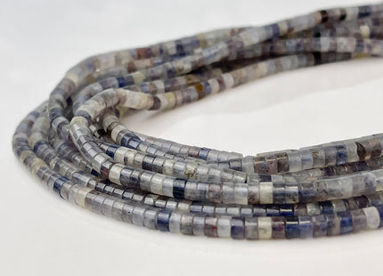 2x4mm Natural Blue Iolite Heishi Rondelle Shape Genuine Iolite Discs Gemstone Loose Beads 15.5 Inches Strand #4354