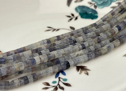 2x4mm Natural Blue Iolite Heishi Rondelle Shape Genuine Iolite Discs Gemstone Loose Beads 15.5 Inches Strand #4354