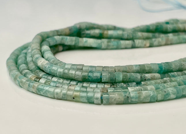 2x4mm Natural Green Amazonite Heishi Rondelle Shape Genuine Amazonite Discs Gemstone Loose Beads 15.5 Inches Strand #4353