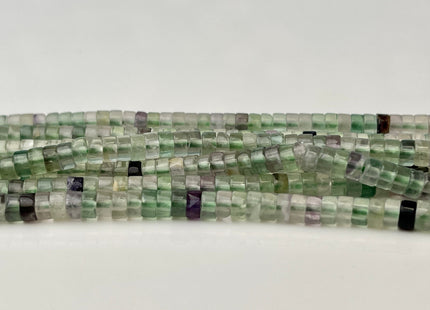 2x4mm Natural Fluorite Heishi Rondelle Shape Genuine Fluorite Discs Gemstone Loose Beads 15.5 Inches Strand #4352