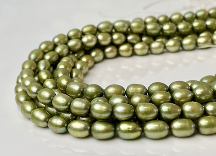 6x7-9 mm Sage Green Color Rice/Oval Freshwater Pearl Beads Genuine High Luster Freshwater Pearl #P2368