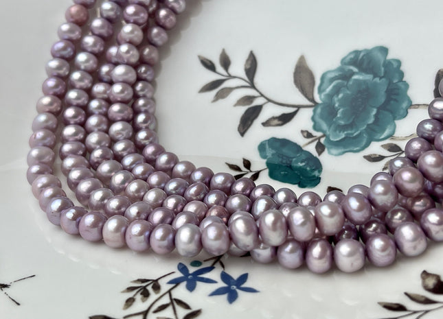 6-6.5mm AA Lavender Purple Color Potato Shape Freshwater Pearl Beads Genuine Cultured Freshwater Pearl 16 Inches Strand #P2369