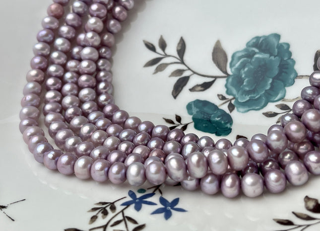 6-6.5mm AA Lavender Purple Color Potato Shape Freshwater Pearl Beads Genuine Cultured Freshwater Pearl 16 Inches Strand #P2369
