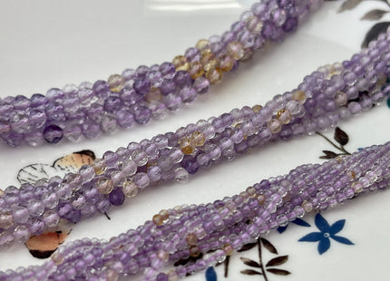 2mm 3mm 4mm AAA Natural Color Faceted Round Ametrine Gemstone Beads High Quality Micro Faceted Gemmy Ametrine Bead 15.5 Inches #4347