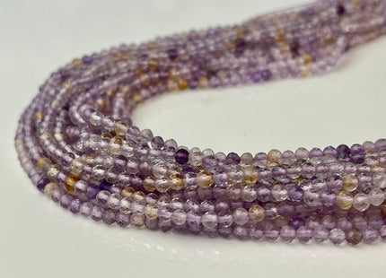 2mm 3mm 4mm AAA Natural Color Faceted Round Ametrine Gemstone Beads High Quality Micro Faceted Gemmy Ametrine Bead 15.5 Inches #4347