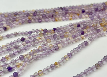 2mm 3mm 4mm AAA Natural Color Faceted Round Ametrine Gemstone Beads High Quality Micro Faceted Gemmy Ametrine Bead 15.5 Inches #4347