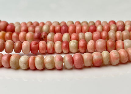 7-9 mm Smooth Rondelle Pumpkin Orange and Green Opal Large Hole Gemstone Beads Hole Size 1.0mm Genuine Peruvian Opal 8 Inches Strand #4345