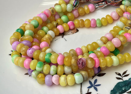 6-9 mm Smooth Rondelle Pink Yellow Green Purple Opal Large Hole Gemstone Beads Hole Size 1.0mm Genuine Peruvian Opal 8 Inches Strand #4346