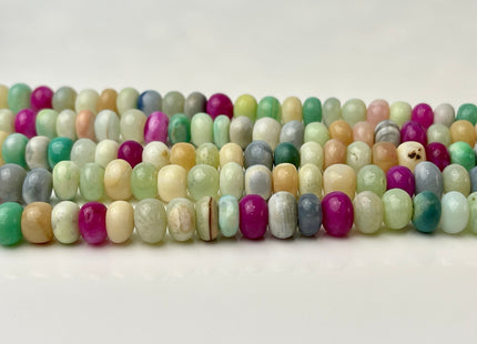6-9 mm Smooth Rondelle Pink Yellow Green Purple Opal Large Hole Gemstone Beads Hole Size 1.0mm Genuine Peruvian Opal 8 Inches Strand #4343