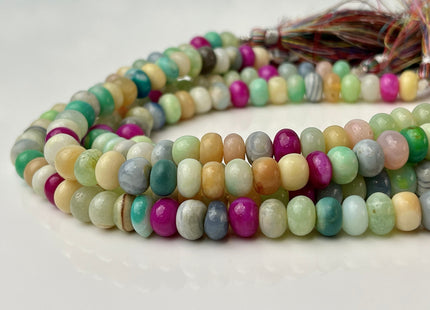 6-9 mm Smooth Rondelle Pink Yellow Green Purple Opal Large Hole Gemstone Beads Hole Size 1.0mm Genuine Peruvian Opal 8 Inches Strand #4343