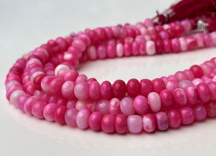 5-10 mm Smooth Rondelle Multi Pink Opal Large Hole Gemstone Beads Hole Size 1.0mm Genuine Peruvian Opal 8 Inches Strand #4344