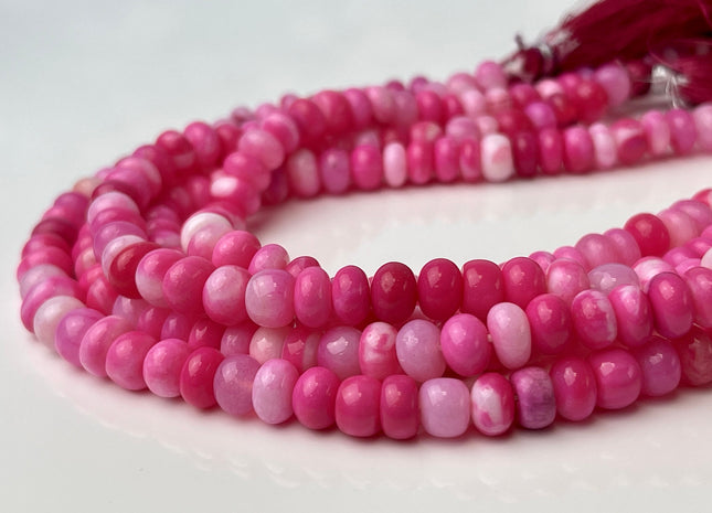 5-10 mm Smooth Rondelle Multi Pink Opal Large Hole Gemstone Beads Hole Size 1.0mm Genuine Peruvian Opal 8 Inches Strand #4344