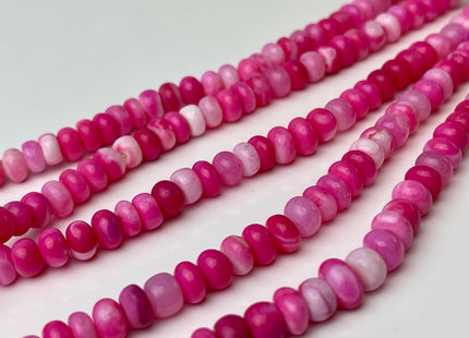 5-10 mm Smooth Rondelle Multi Pink Opal Large Hole Gemstone Beads Hole Size 1.0mm Genuine Peruvian Opal 8 Inches Strand #4344