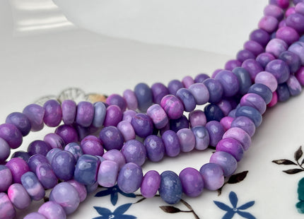 6-9 mm Smooth Rondelle Multi Pink Purple Opal Large Hole Gemstone Beads Hole Size 1.0mm Genuine Peruvian Opal 8 Inches Strand #4342