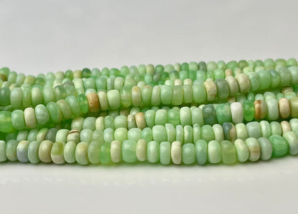5-8 mm Smooth Rondelle Multi Light Parrot Green Opal Large Hole Gemstone Beads Hole Size 1.0mm Genuine Peruvian Opal 8 Inches Strand #4341