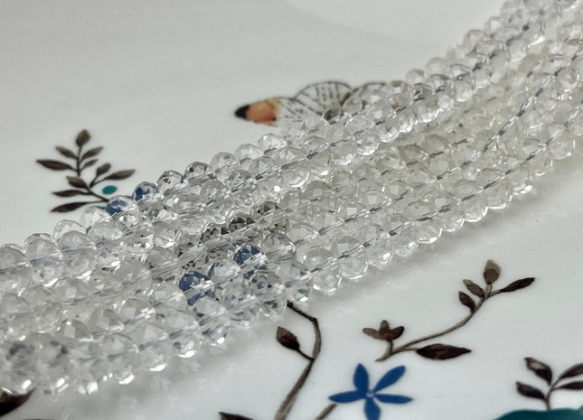 2x3mm 3x4mm 4x6mm AAA Natural Color Micro Faceted Rondelle Clear Quartz Gemstone Beads Quality Tiny Gemstone Loose Beads # 2427