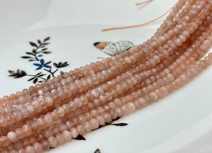 2x3mm 3x4mm 4x6mm Natural Color Faceted Rondelle Peach Moonstone Gemstone Bead Quality Micro Faceted Multi Peach Moonstone Loose Beads #2425