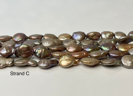 10-11 mm AA Mixed Champagne Gold Copper Color Coin Freshwater Pearl Mixed Color Genuine Freshwater Coin Pearl Beads 31 Pieces #P1359