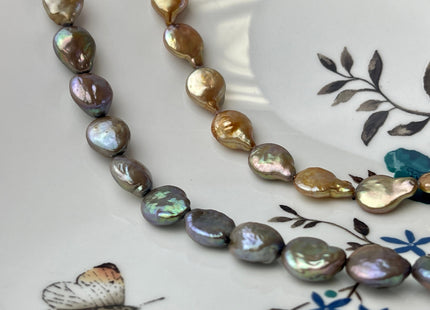 10-11 mm AA Mixed Champagne Gold Copper Color Coin Freshwater Pearl Mixed Color Genuine Freshwater Coin Pearl Beads 31 Pieces #P1359