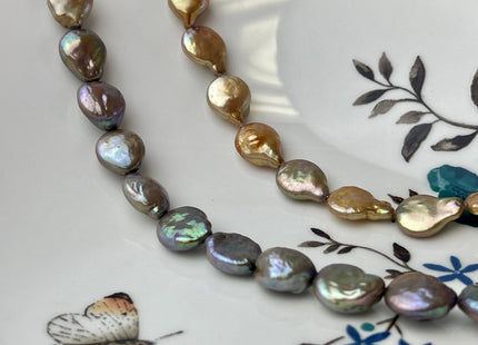 10-11 mm AA Mixed Champagne Gold Copper Color Coin Freshwater Pearl Mixed Color Genuine Freshwater Coin Pearl Beads 31 Pieces #P1359