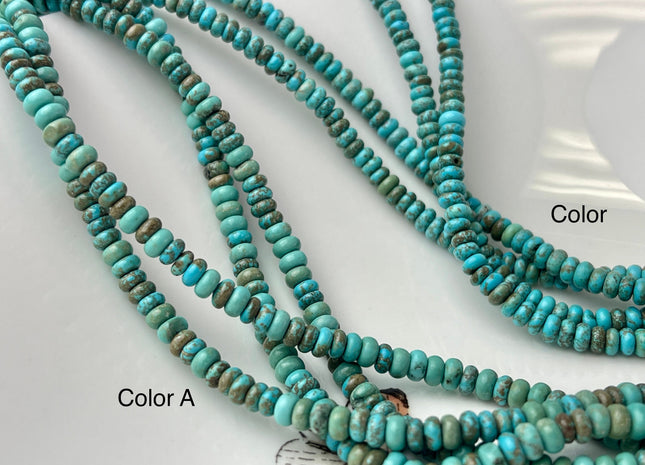 2x4 mm Smooth Rondelle Shape Turquoise Beads Green Brown Color Gemstone Loose Beads #3799