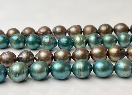 10-12 mm Teal Green OR Copper Brown Color Baroque Freshwater Pearls Genuine Baroque Pearl Beads C Grade #P2371
