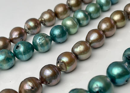 10-12 mm Teal Green OR Copper Brown Color Baroque Freshwater Pearls Genuine Baroque Pearl Beads C Grade #P2371