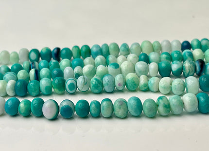 6-9 mm Smooth Rondelle White Blue Turquoise Larimar Color Opal Gemstone Beads Genuine Natural Peruvian Blue Opal 8 Inches Strand #4355